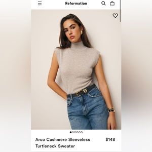 Reformation Arco Cashmere Sleeveless Turtleneck Sweater Size S